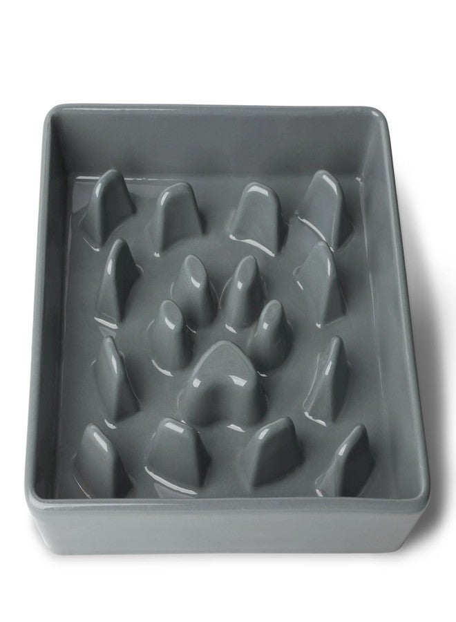ONTUBE Ceramic Slow Feeder Dog Bowl, 1.8 Cup Fun Pet Food Dish for Small & Medium Breeds to Slow Down Eating, Anti-Gulping, Stop Bloat, Preventing Choking (Grey) - Image 1
