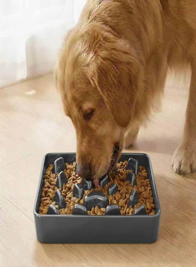 ONTUBE Ceramic Slow Feeder Dog Bowl, 1.8 Cup Fun Pet Food Dish for Small & Medium Breeds to Slow Down Eating, Anti-Gulping, Stop Bloat, Preventing Choking (Grey) - Image 4
