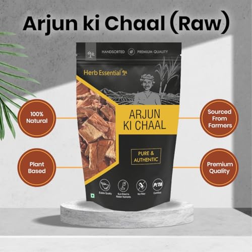 Herb Essential Arjun ki Chaal- Raw,200 g |Terminalia Arjuna Bark | Raw Dry Organic Arjun Tree Bark |Lowers Bad Cholesterol | Sun Dried - Image 3