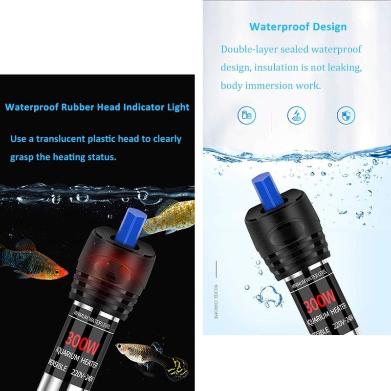 VAYINATO ® 500W Stainless Steel Heater + Protective Cover Water Heater and Adjustable Temperature, Explosion-Proof with Suction Cup (Heater Will Turn on Only When Kept Under Water) - Image 4