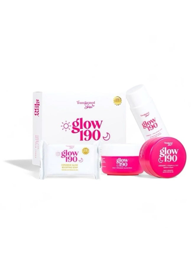 Transformed Skin Glow 190 Complete Ceramide Skincare Set With Hyaluronic Acid Essence Toner, Daily Moisturizing Gel, Sunscreen And Boosting Soap For Deep Hydration, Skin Barrier Care And Natural Glow - Image 1