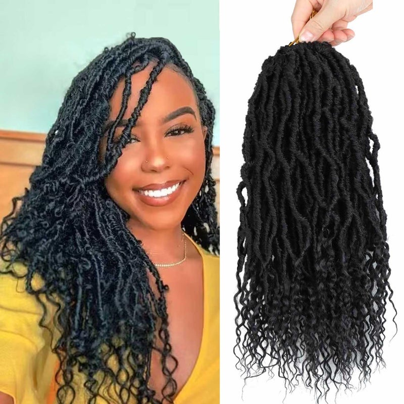 8 Packs Goddess Locs Crochet Hair 14 Inch Soft Locs Crochet Braids Curly Ends Boho Crochet Dreads Loc Hair for Women 14inchpack of 8 1B