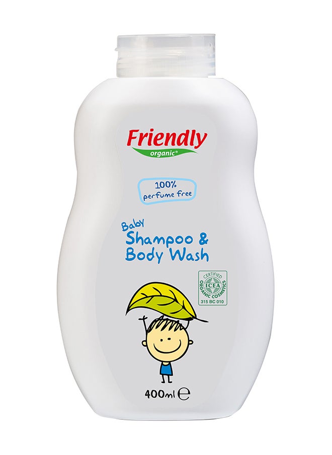FRIENDLY ORGANIC 2-in-1 Baby Shampoo and Body Foaming Wash  400ml - Healthy Skin Essential - Protect Sesitive Skin - No SLS, SLES or Paraben Free, Fully Organic  - Image 1