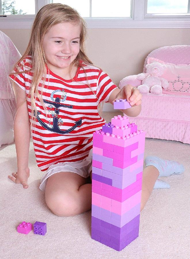 Strictly Briks Jumbo Building Blocks Set - Enhances Fine Motor Skills for Age 3+ - Vibrant Colorful Blocks for Girls Toys - Durable Pieces for Kid Toy Play - 108pc, Pink/Purple/Lavender - Image 4
