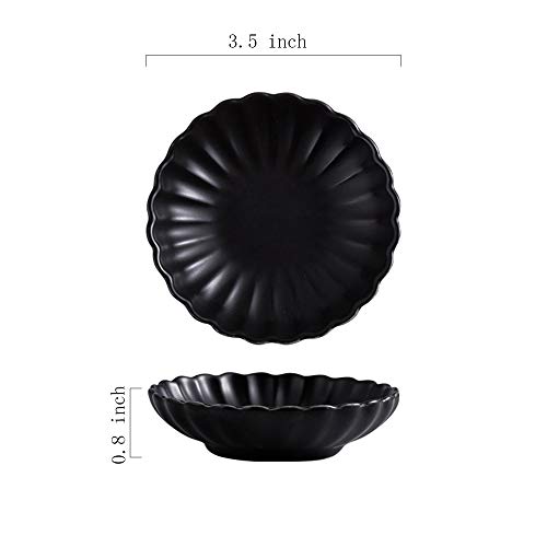 Gaolinci 3.5 Inches Flower Shape Ceramic Sauce Dish,Mini Side Seasoning Dish,Snack Serving Dishes,Porcelain Small Saucer Set(Set of 4) - Image 2