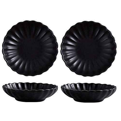 Gaolinci 3.5 Inches Flower Shape Ceramic Sauce Dish,Mini Side Seasoning Dish,Snack Serving Dishes,Porcelain Small Saucer Set(Set of 4) - Image 1