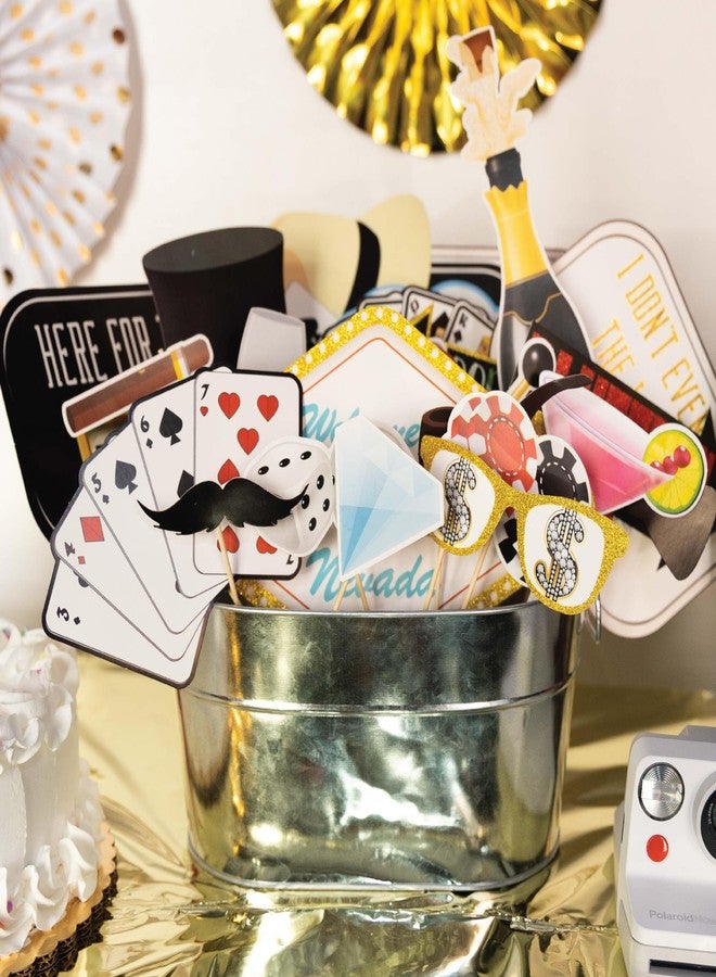 Outside The Booth Casino Photo Booth Props - 41-pc Selfie Props with 8 x 10-Inch Sign, 60 Adhesive Pads, 45 Sticks - Las Vegas Party Decorations - Casino Theme Props - Game Night Photo Booth Props - Image 5