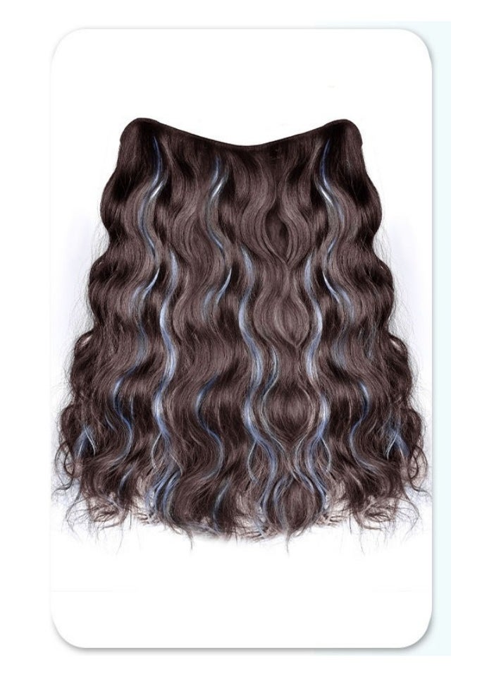 EBMINI New Water Ripple Curly Hair Dyed V-Shaped Wig Piece 
