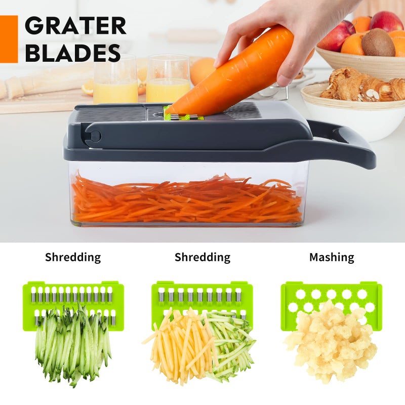 MAIPOR Vegetable/Pro Onion Chopper, Multifunctional 13 in 1 Food Chopper, Kitchen Vegetable Slicer Dicer Cutter With 8 Blades,Veggie, Carrot and Garlic Chopper With Container (Gray) - Image 4