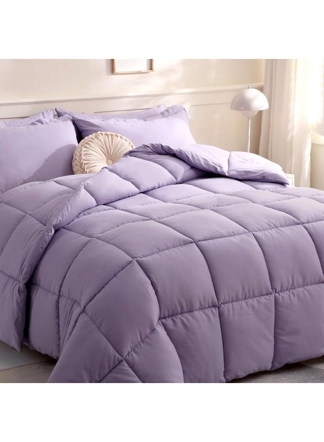 DOWNCOOL Comforters Twin Size, Duvet Insert, Light Purple All Season Duvet, Lightweight Quilt, Down Alternative Hotel Comforter with Corner Tabs (Light Purple, Twin 64x88 Inches) - Image 1