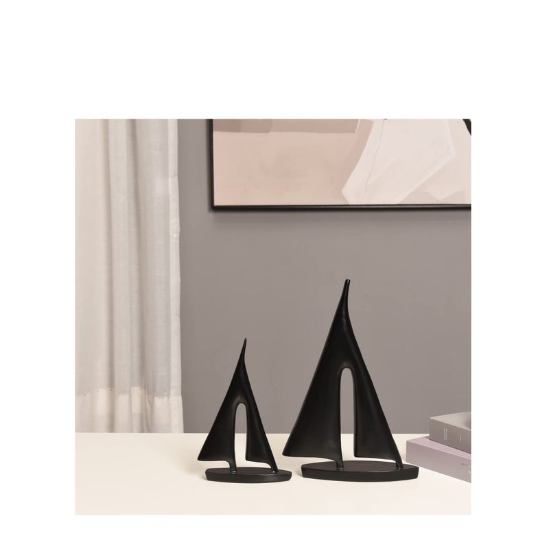 SOLARAE 2 Pack Modern Sculpture Home Decor Sailboat Decoration Figurine Sailboat Gift Black - Image 5