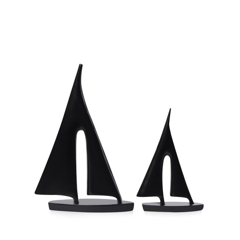 SOLARAE 2 Pack Modern Sculpture Home Decor Sailboat Decoration Figurine Sailboat Gift Black - Image 1
