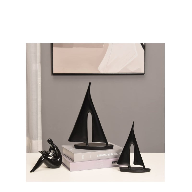 SOLARAE 2 Pack Modern Sculpture Home Decor Sailboat Decoration Figurine Sailboat Gift Black - Image 4