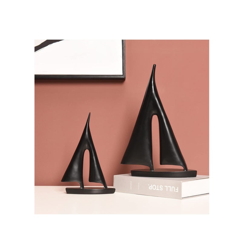 SOLARAE 2 Pack Modern Sculpture Home Decor Sailboat Decoration Figurine Sailboat Gift Black - Image 2