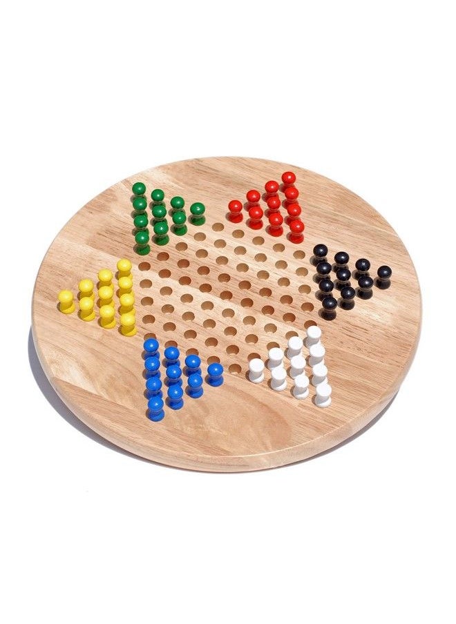 WE Games Solid Wood Chinese Checkers Board Game With Pegs 11.5 In 6 Players  - Image 1