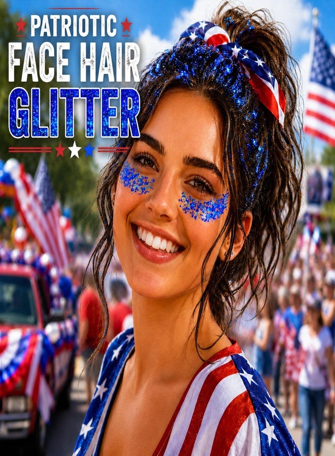 Paminify Blue Hair Glitter Stick,Royal Blue Face Glitter Stick,Singer Concert Body Glitter for Women, Rave Carnival Accessories Chunky Sequins,Waterproof Halloween Glitter Makeup for Sports Game Day - Image 2