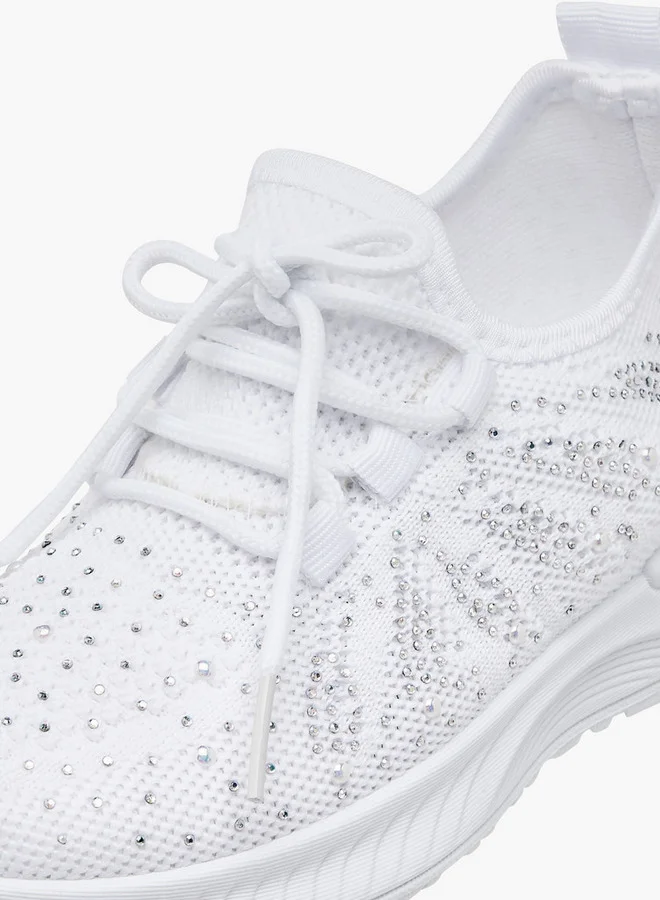 Flora Bella By Shoexpress Girls Embellished Slip-On Sneakers with Lace Detail