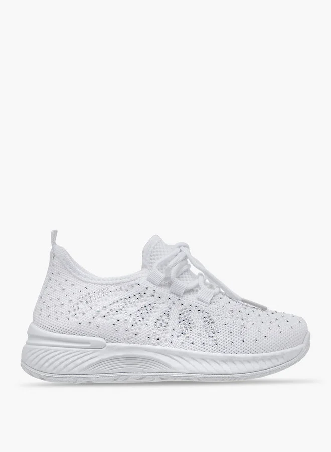 Flora Bella By Shoexpress Girls Embellished Slip-On Sneakers with Lace Detail