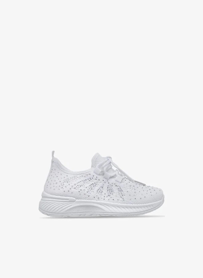 Flora Bella By Shoexpress Girls Embellished Slip-On Sneakers with Lace Detail Ramadan Collection