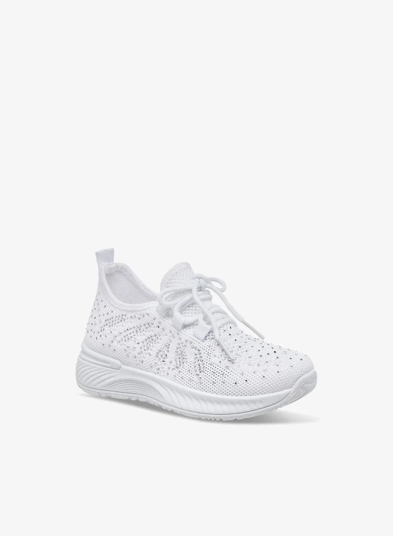 Flora Bella By Shoexpress Girls Embellished Slip-On Sneakers with Lace Detail Ramadan Collection