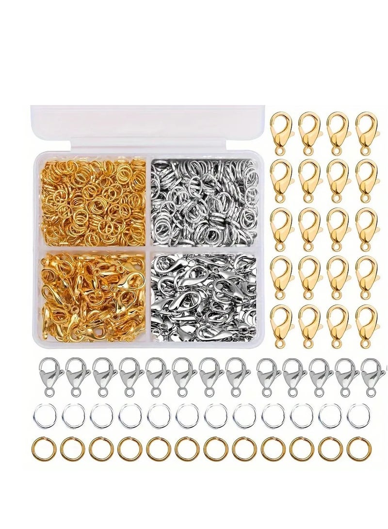 مجموعة صنع المجوهرات من 500 قطعة، مجموعة صناعة يدوية من سبائك الزنك، مع مشابك جراد البحر، وحلقات مفتوحة، وموصلات سلسلة مفاتيح للأساور والقلائد والأقراط وسلاسل الهواتف - Image 1