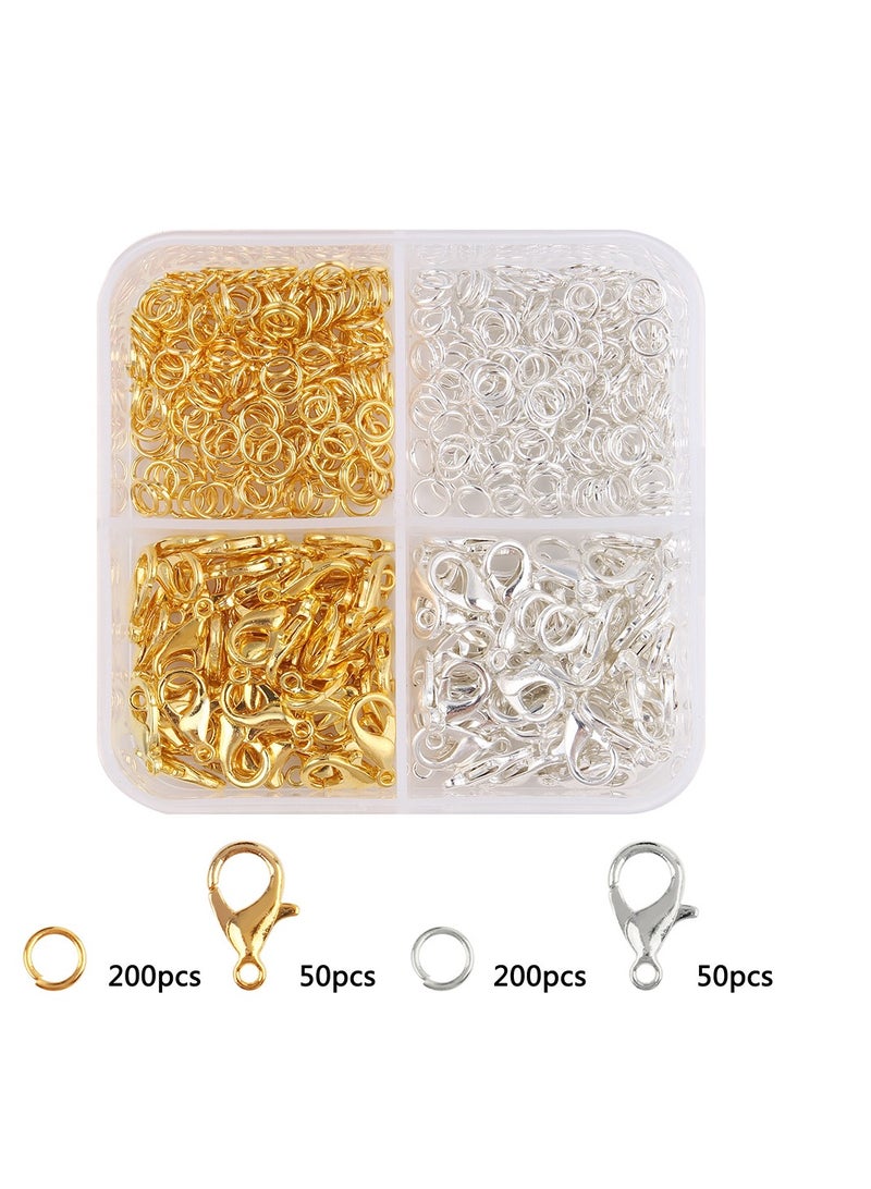 مجموعة صنع المجوهرات من 500 قطعة، مجموعة صناعة يدوية من سبائك الزنك، مع مشابك جراد البحر، وحلقات مفتوحة، وموصلات سلسلة مفاتيح للأساور والقلائد والأقراط وسلاسل الهواتف - Image 2