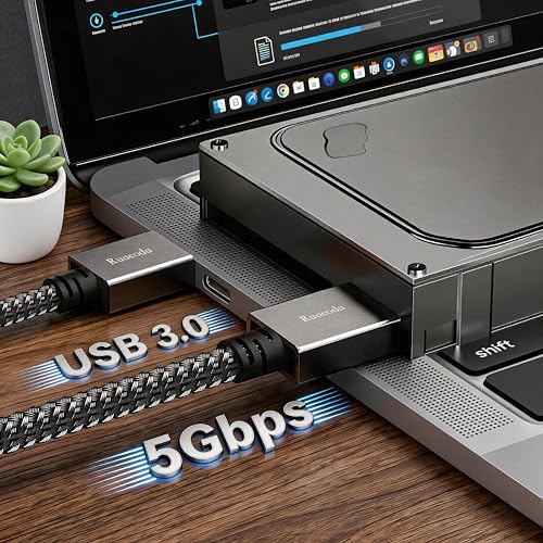 Ruaeoda USB to USB Cable 1.5 ft, USB 3.0 Male to Male Type A to Type A Double Sided USB Cord for Data Transfer Compatible with Hard Drive, Laptop, DVD Player, TV, USB 3.0 Hub, Monitor and More - Image 3
