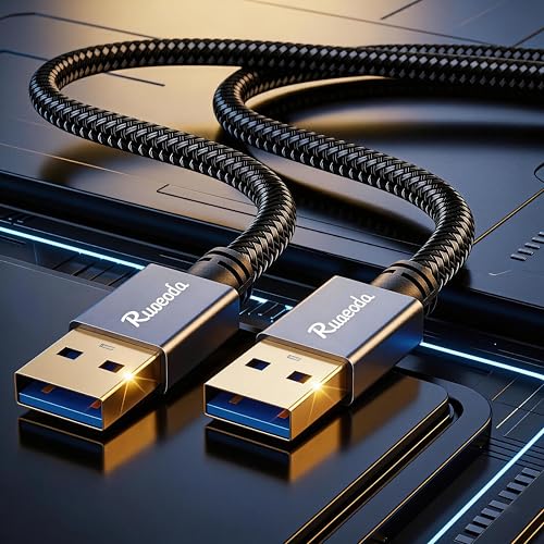 Ruaeoda USB to USB Cable 1.5 ft, USB 3.0 Male to Male Type A to Type A Double Sided USB Cord for Data Transfer Compatible with Hard Drive, Laptop, DVD Player, TV, USB 3.0 Hub, Monitor and More - Image 2