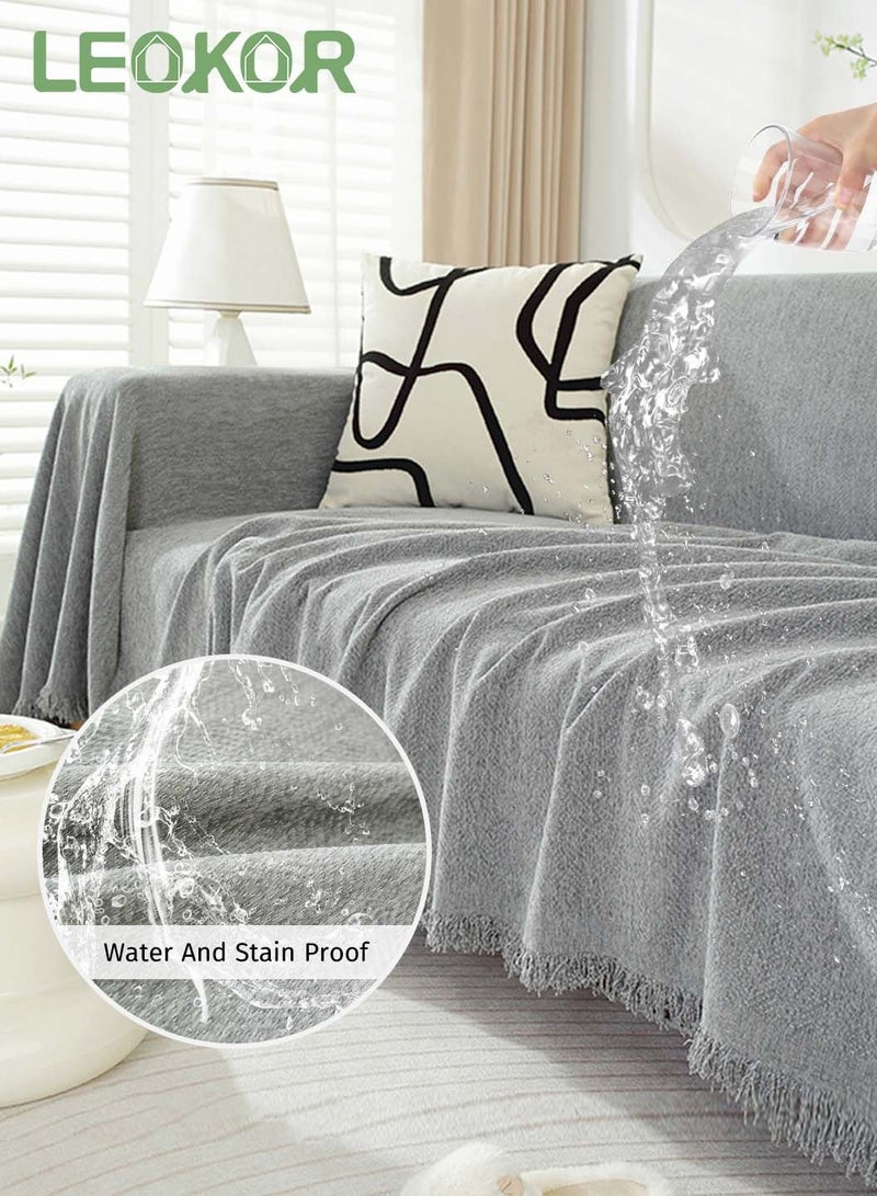 LEOKOR 3 Seat Oversized Chenille Durable Sofa Cover Soft Four Seasons Universal Sofa Cover All-Inclusive Sofa Cover Furniture Cover 180*300 CM - Image 1