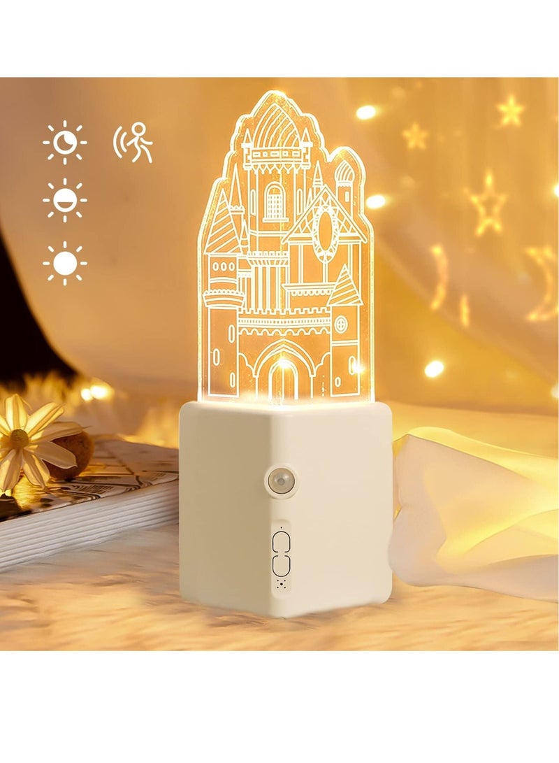 Excefore أضواء ليلية استشعار الحركة، أضواء ليلية ذكية LED قابلة لإعادة الشحن عبر USB، ضوء ناعم داخلي متصل بالحائط، ضوء ليلي قابل لتعديل السطوع للمنزل، غرفة النوم، الممر، غرفة الأطفال، الحمام - Image 1