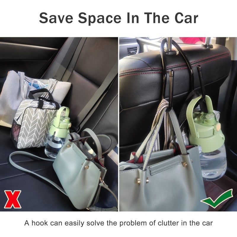 RUZUO Adjustable Car Seat Headrest Hook 4 Pack Car Storage Organizer Headrest Hanger Holder Hooks for Bags Purses Jackets Sweaters Hats Umbrella, Seat Hooks for Vehicle - Image 3