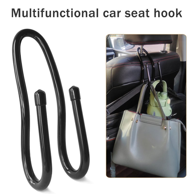 RUZUO Adjustable Car Seat Headrest Hook 4 Pack Car Storage Organizer Headrest Hanger Holder Hooks for Bags Purses Jackets Sweaters Hats Umbrella, Seat Hooks for Vehicle - Image 5