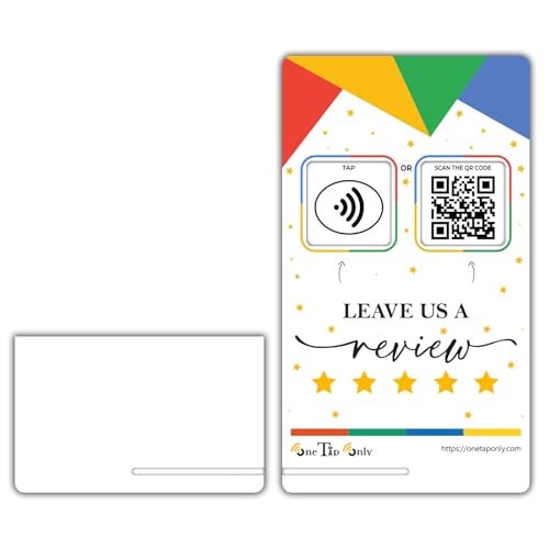 One Tap Only NFC Review Tap Stand – Smart Social Media & Business Card Alternative – NFC Tag & QR Code – Compatible with Google Review System, for All Smart Phones – Boost SEO, Engagement & Visibility (1 Stand) - Image 3