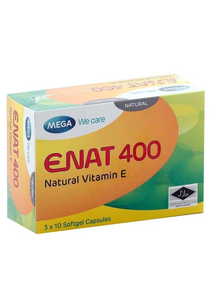 MEGA ENAT 400 MG Natural Vitamin E Softgel Capsules 30s