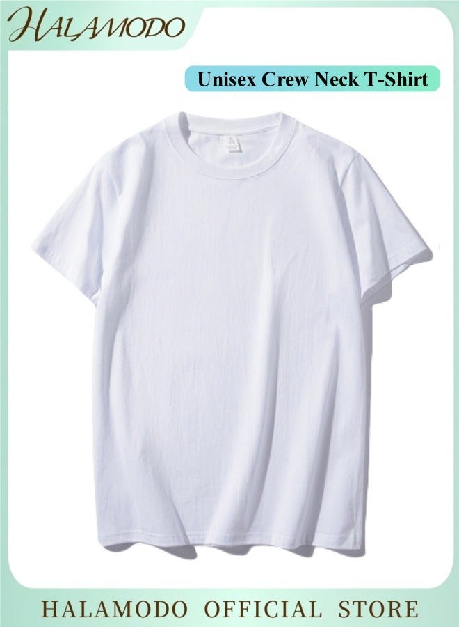 هالامودو تي شيرت للجنسين من القطن برقبة دائرية، تي شيرت يمتص الرطوبة، تي شيرت رياضي للجري والتمرين في صالة الألعاب الرياضية، تي شيرت بأكمام قصيرة، تي شيرت برقبة دائرية، مناسب للرياضة الجافة - Image 1