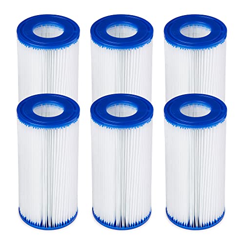 Bestway 58012E Type III/A Outdoor Swimming Pool Filter Pump Cartridge Replacement 4.2"x8" for Use in 500/800/1500 Gallon Filter Pumps (6 Pack) - Image 1