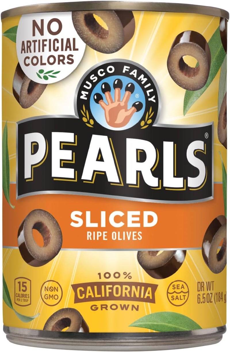 Pearl's Pearls Sliced Ripe Olives - Pack of 6 Cans, 6.5 oz Each - Non-GMO and Gluten-Free - Image 1