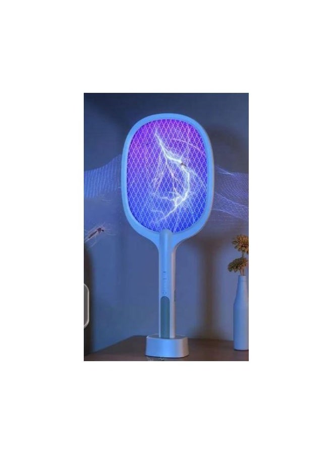 Rechargeable Insect Killer Racket with Charging Base, 25 cm, White - DQN-01 - Image 2