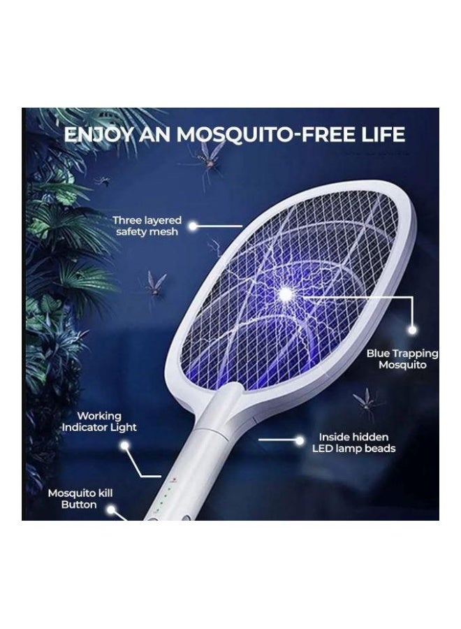 Rechargeable Insect Killer Racket with Charging Base, 25 cm, White - DQN-01 - Image 4