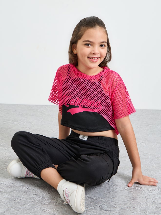 Styli Pack of 3 - Printed Top, Crop T-Shirt and Joggers Sports Set - Image 4