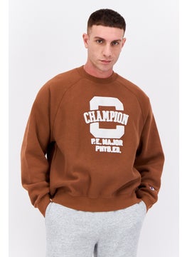 Champion Men Sportswear Fit Brand Logo Outdoor Sweatshirt, Brown  - Image 1