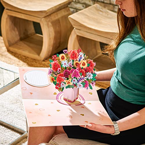 Paper Love HugePop Mother's Day Pop Up Card, 3D Harmony Flower Bouquet, With Detachable Paper Flower Bouquet, Gift for Mothers Day, Birthday, Graduation, Get Well, Thank You, All Occasion - Jumbo 10" x 14" Cover - Image 4