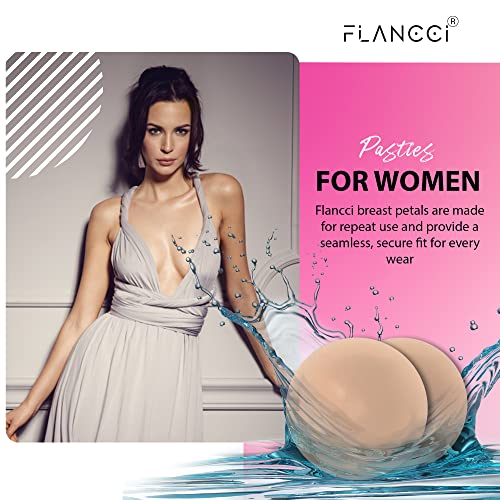 FLANCCI Nipple Cover Silicone Nipple Pasties for Women, Pasties Nipple Covers Sticky, Reusable Waterproof Breast Petals Nipples lift Cups, Adhesive Silicone Breast Pasties Invisible Bra (Pair of 1) - Image 2