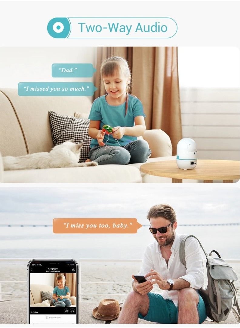 HeimVision - HeimVision 2K Smart Indoor Wi Fi Camera FHD 1080 Motorized Pan And Tilt 360° Visual Coverage Smart Night Vision With Smart IR Sleep Mode Motion Detection Smart Tracking 2way Talk Micro SD Slot - Image 1