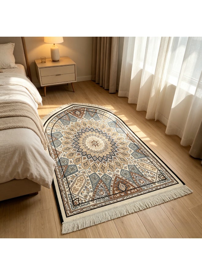 Mihrab Arch Persian Islamic Prayer Mat Water Resistant Anti-Slip Washable Soft Fringed Muslim Worship Rug - Image 5