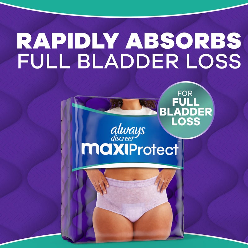 Always Discreet MaxiProtect Adult Diapers for Women, Incontinence Underwear, Postpartum Essentials, Bladder Leak Protection, Disposable Briefs, Maximum Plus Absorbency, Size L, 14 Count - Image 3