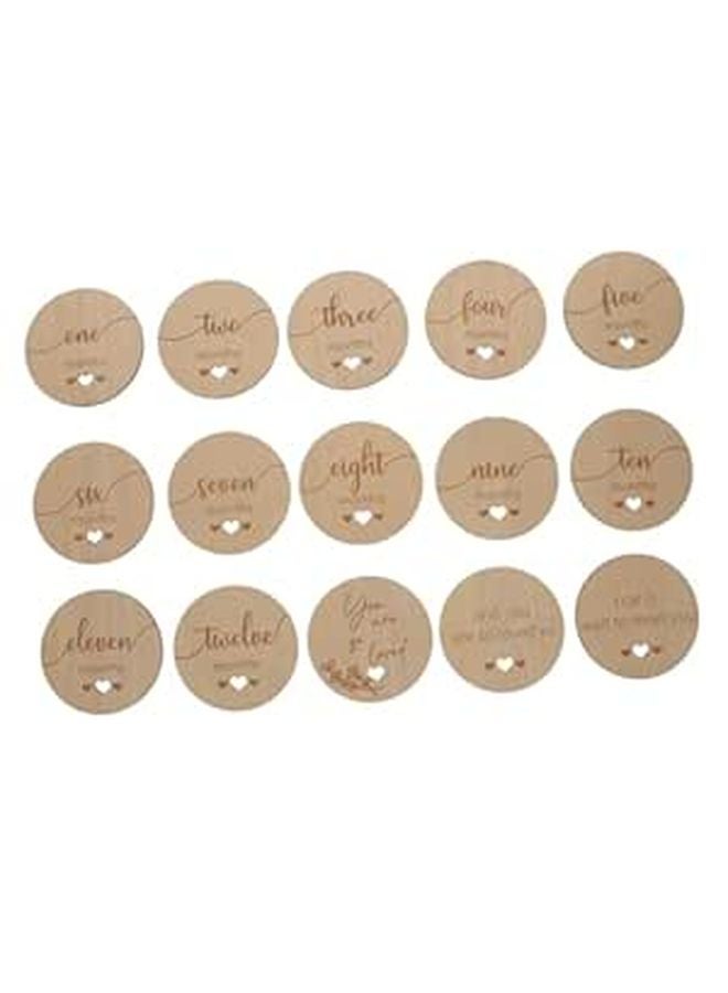 Wooden Baby Milestone Cards For Monthly Growth Photos Newborn Memory Props - Image 1