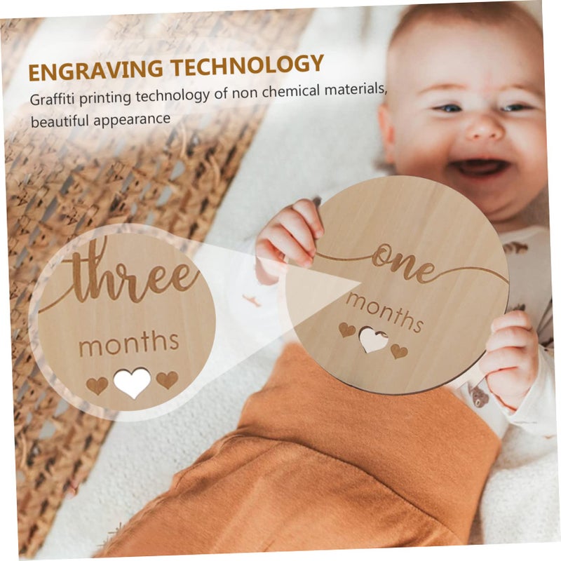 Wooden Baby Milestone Cards For Monthly Growth Photos Newborn Memory Props - Image 5