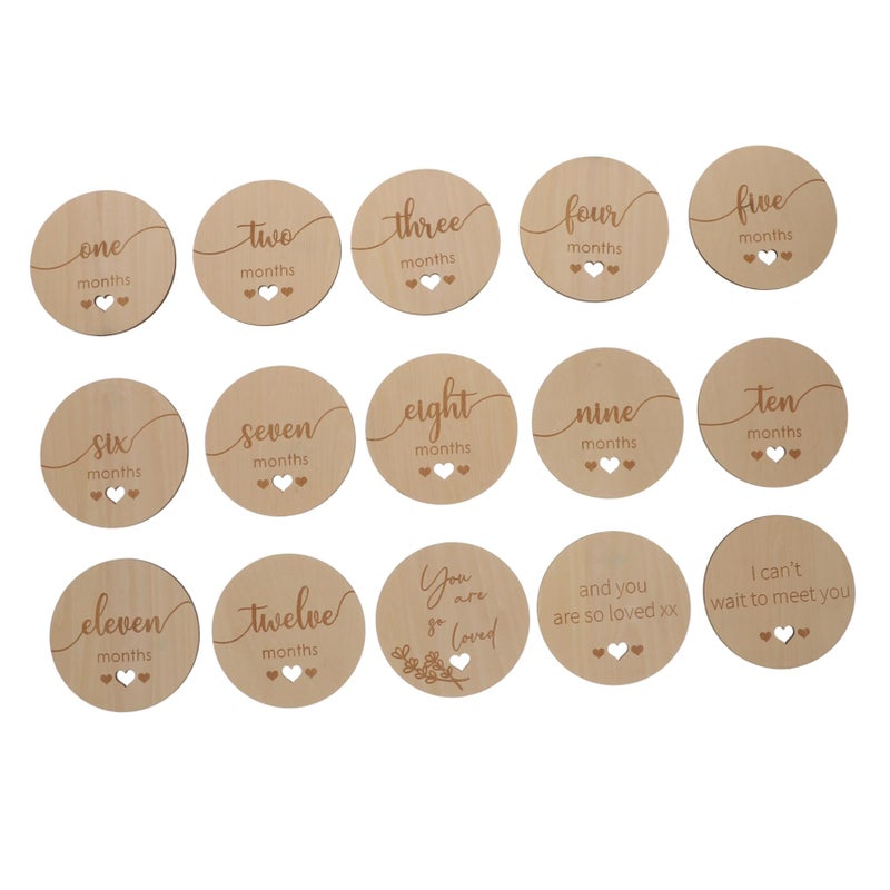 Wooden Baby Milestone Cards For Monthly Growth Photos Newborn Memory Props - Image 2