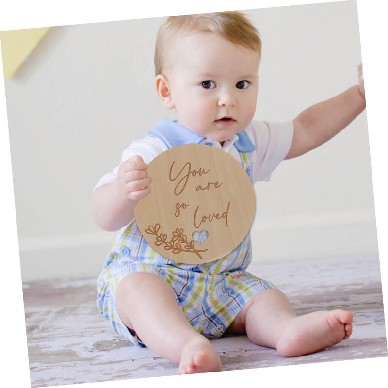 Wooden Baby Milestone Cards For Monthly Growth Photos Newborn Memory Props - Image 4